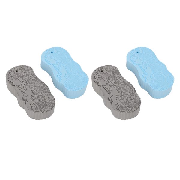 4 st Exfolierande badsvamp Mjuk PVA Konkav och konvex texturdesign 3D duschsvamp med snöre för babyvuxen