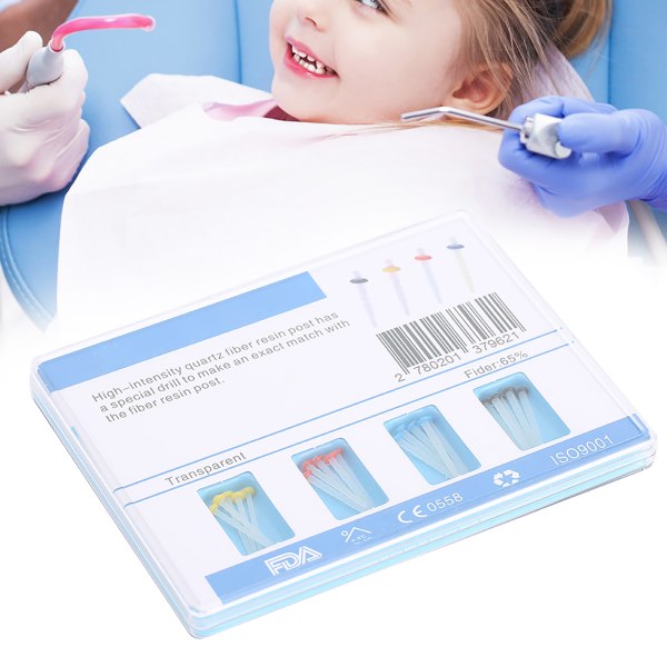 20 stk Dental Fiber Post Høystyrke tenner Oral Tannlege Tilbehør Rett 1,2-1,8 Blanding Farge