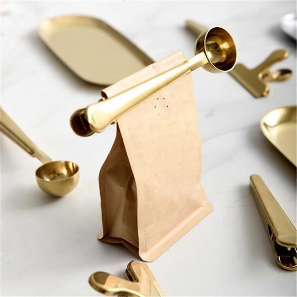 2 i 1 Kaffeske Kaffepulver Måleske, Guld