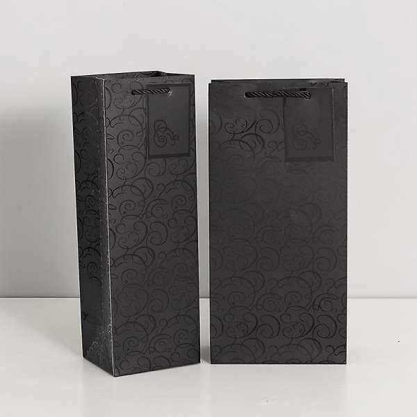 Paket med 10 svarta presentpåsar för vin- och champagneflaskor, 12 x 10 x 36 cm