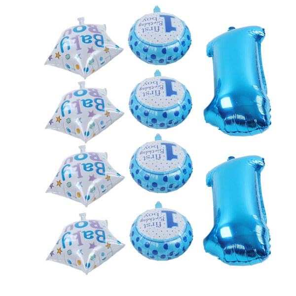 10 st 1:a födelsedagsfest ballonger ljusa levande färger 1:a födelsedagstema grattis på födelsedagen ballong för första födelsedagsfest blå