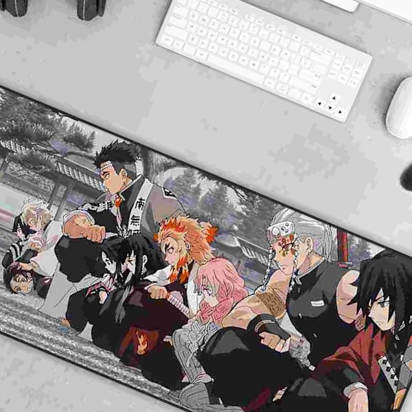 Musemåtte i gummi med anime-tegneseriemotiver, skridsikker, vandtæt spillemusemåtte, computerbordmåtte 90x40cm(35x16in)