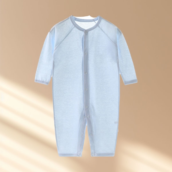 Baby Overall Tunn Andas Mjuk Bomull Knappstängning Spädbarn Sovkläder för Sommar Ljusblå 80cm
