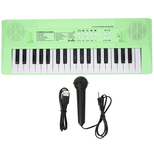 BF-3738 musikalsk keyboard elektrisk klaver med 37 tangenter til begyndere Uddannelsesinstrument Grøn