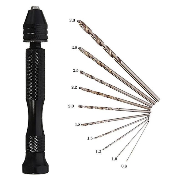 Käsiporakone Käsikäyttöinen pora Mini-mikro-käsiporatyökalut Pyörivät työkalut + 10 kpl Mikro-spiraalipora DIY-korujen veistotyökaluihin-