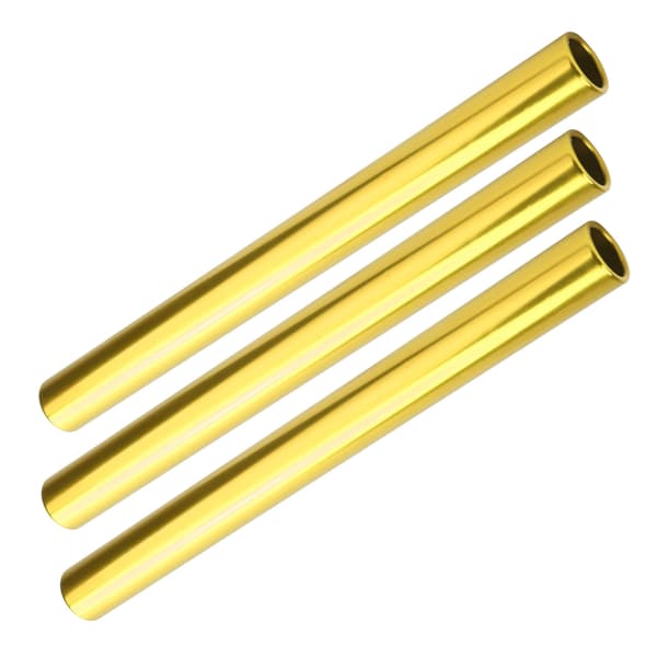 3 stk. stafetpinde i aluminiumslegering med galvanisering til atletik og sprint – guld