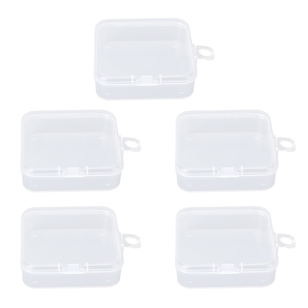 5 st Makeup Puff Box Transparent ABS Plast Klart fyrkantigt smycken case för örhänge