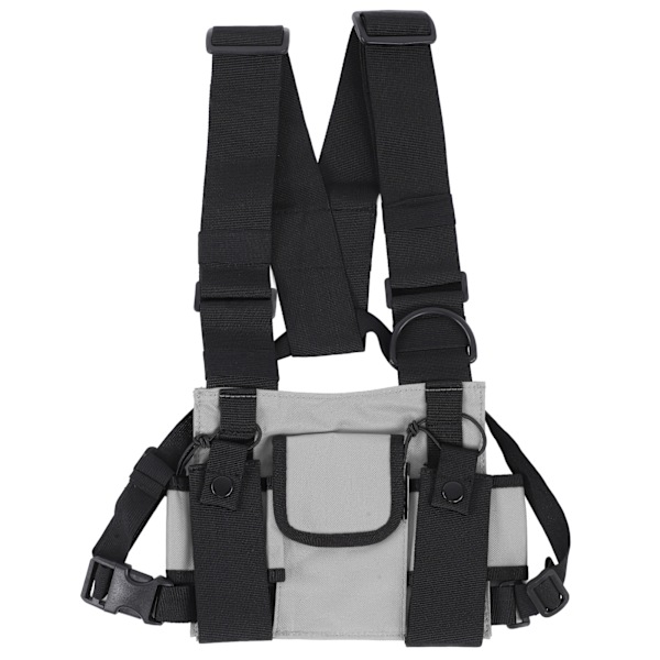 Chest Pack Adjustable Multi Pocket Functional Harness Front Vest Rig Bag for OutdoorGrey