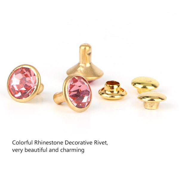 10 STK Fargerike Rhinestone-nagler Cap Stud For DIy Craft Decoration (rosa krystall)