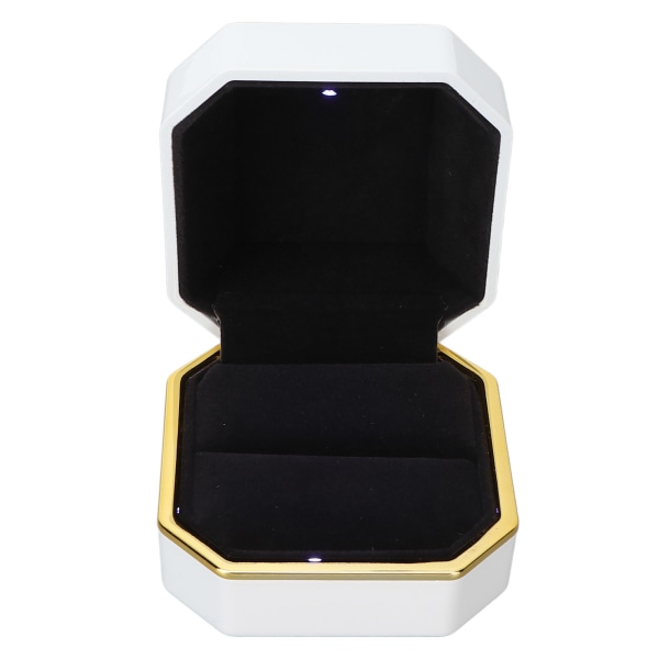 Luxury Ring Box Square Velvet case LED-valolla ehdotuskihlaukseen WeddingWhite