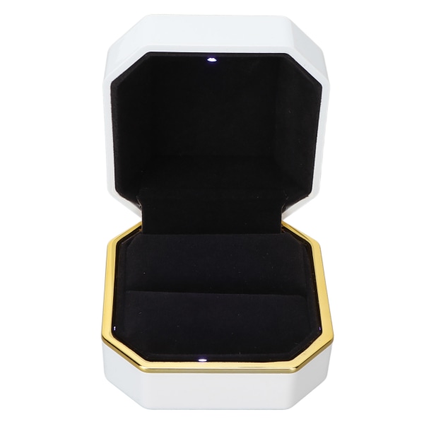 Lyx Ring Box fyrkantig sammet Vigselring Case med LED-ljus för förslag Engagemang Bröllopsvit