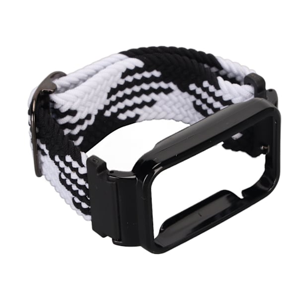 Stretch nylon flätat watch med skyddande stötfångare Case Passar för Mi Band 7 Pro Svart vitt och svart case