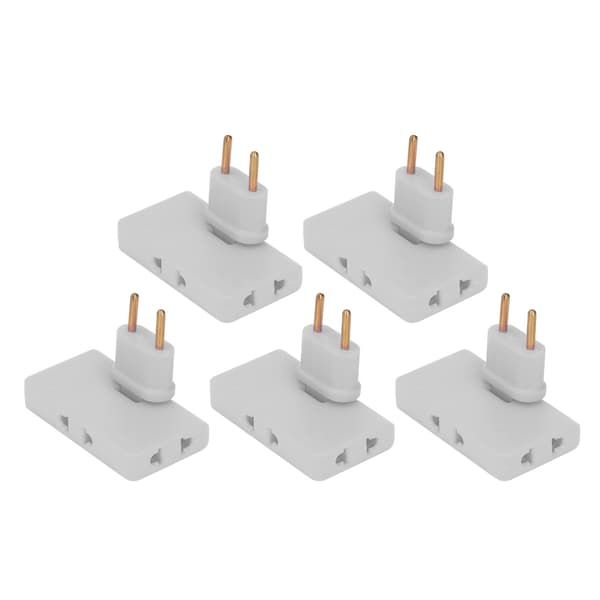 5 stk. EU-stikkontaktomformer trådløs 180 graders forlengelse 1 til 3 EU-pluggadapter 110-250V hvit
