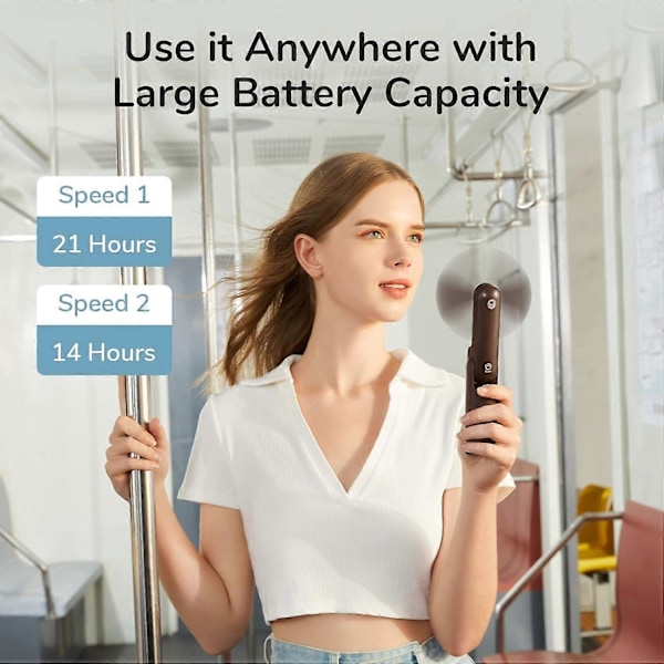 Handhållen Fläkt, 3 I 1 Mini Handfläkt, Portabel USB Uppladdningsbar Liten Fickfläkt, Batteridriven Fläkt