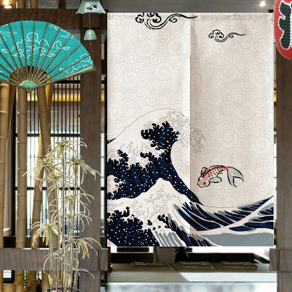 85*120cm japansk stil polyester halv gardin køkken soveværelse skillevæg gardin boligindretning