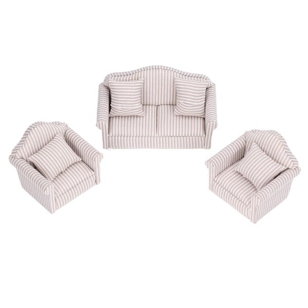 Miniatyr soffa set simulering mjuk dockhus soffa tillbehör med kuddar för 3 år gammal och äldre
