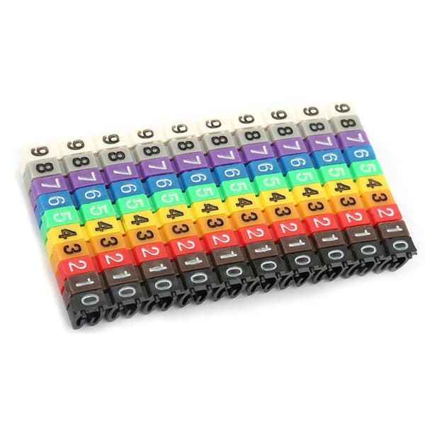 Digitalt nummermærke til ledninger, kabelmarkør, farverig (100 stk. 2,5 mm²)