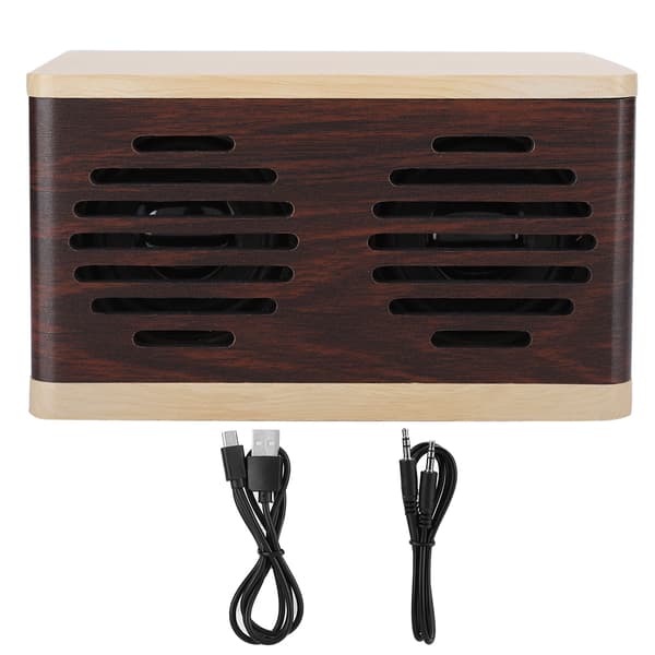 D7 Spleiset Trefiber Bærbar Subwoofer Mini Bluetooth Høyttaler med Lyd- og Ladekabel
