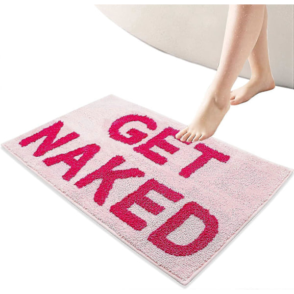 Get Naked Halkfri Badrumsmatta Absorberande Mikrofiber Golvmatta Dörrmatta, Duschmatta för Badrum Kök Dekor Rosa