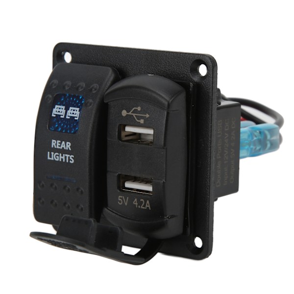 12/24V vippekontaktpanel 2 USB-oplader med digitalt voltmeter til bil RV marinebåd bus