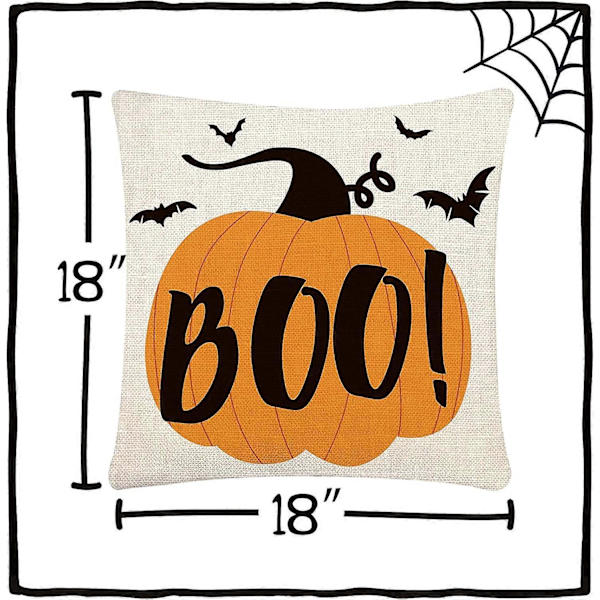 Halloween Kuddfodral 18x18 Set om 4 Bus eller Godis Kuddfodral Glad Halloween Linne Soffa Säng Prydnadskudde Överdrag Dekoration