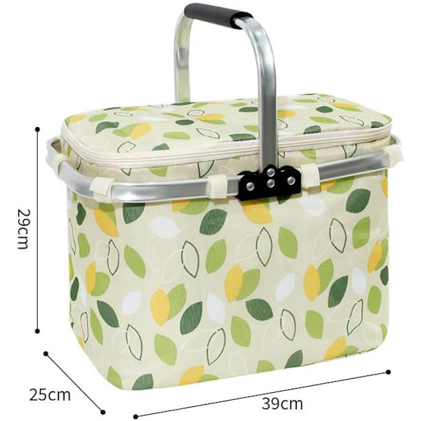 En grön hopfällbar picknickkorg 30L varukorg med lock och
