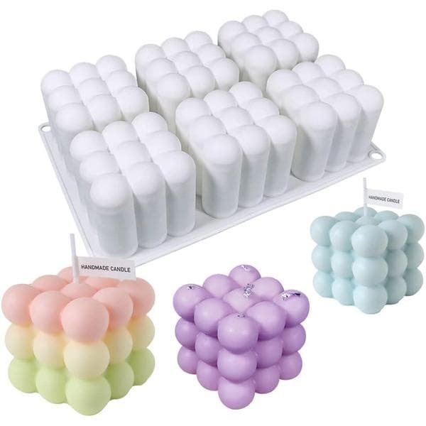 Bubbelljusformar, 6-håls Rubiks kub silikonformar, DIY-formar för kreativ bakning av mousser.