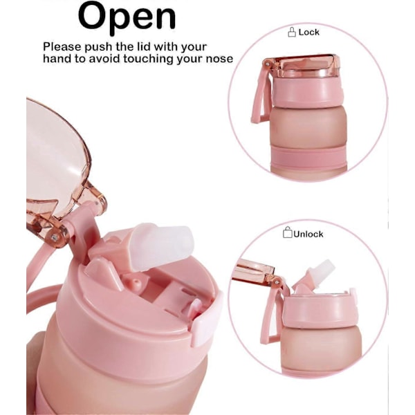 Vattenflaska Med Sugrör 850ml Gmy Sport Tid Markeringar BPA Fri Flaska D37 (850ml, Rosa)