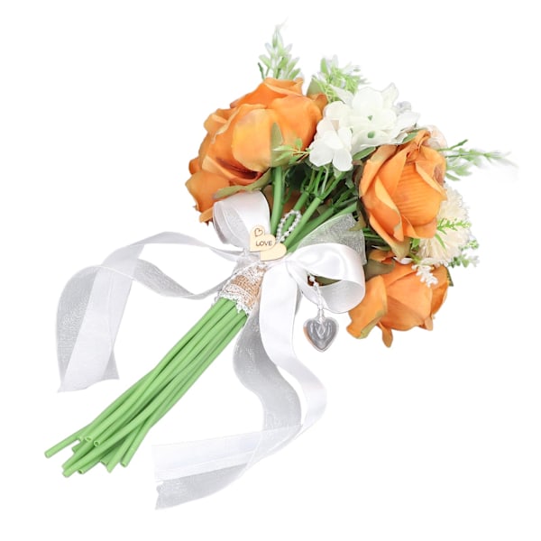 Brudbukett i plastmateriale, oransje, retro, elegant stil, DIY dekorativ lett kunstig blomst for gårdsplasser