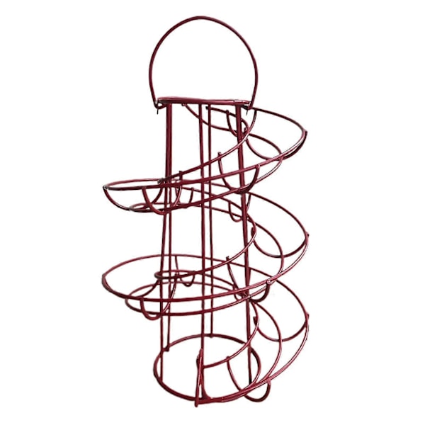 Eggeholder Multifunksjonell Spiraldesign Jern Kreativ Eggeoppbevaringsstativ For Kjøkken Zekai Rød