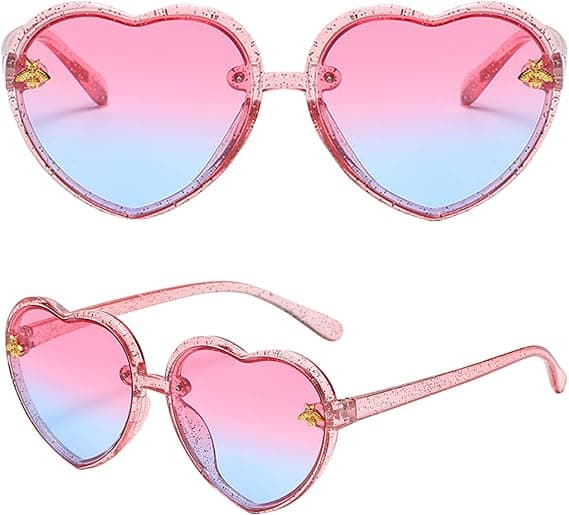 Hjerteformede solbriller for barn, jenter i alderen 3-10 år, søte, trendy, UV400-beskyttelse