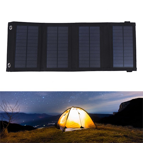 10W 5.5V Bærbar Solcellepanel Foldbar Opladerplade til Udendørs Rejser Camping Sort