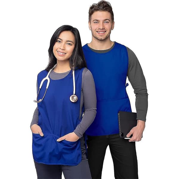 Apron Work Apron Apron 2 Front Pockets Dirt-Repellent Sleeveless Cleaning Chef Men Women Blue