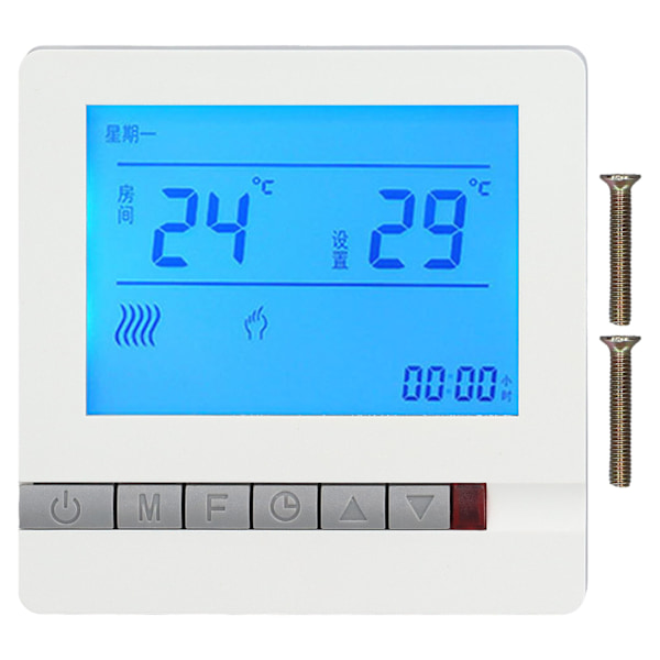 Termostat LCD-skærm Høj nøjagtig temperatursensor Overophedningsbeskyttelse Temperaturregulator