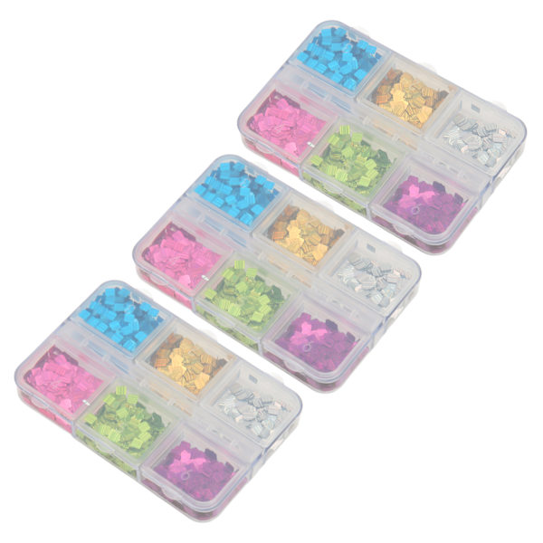 Square Nail Paljetter 6 Grids Blandet Laser Fargerik Square Nail Art Glitter for DIY Nail Art dekorasjon