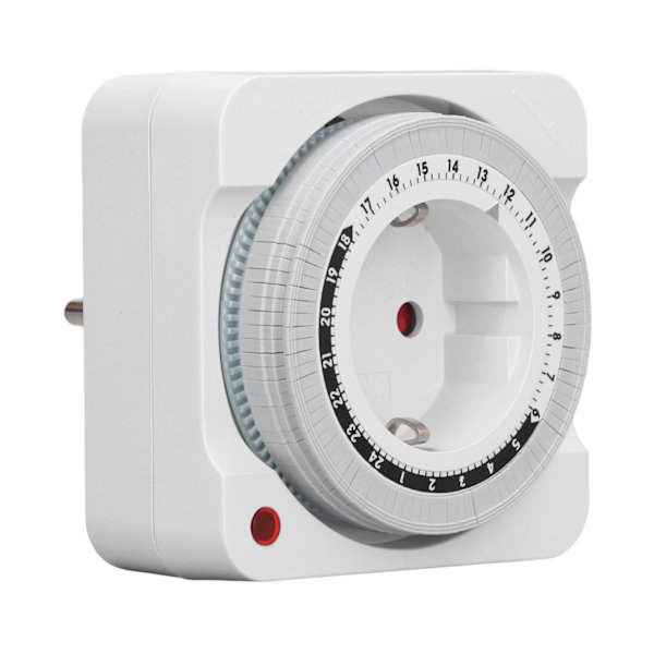 Timer-stikkontakt, mekanisk, 24 timer, 15 minutters intervaller, automatisk nedtællingsudtag, timer til elcykel, EU-stik, 230V