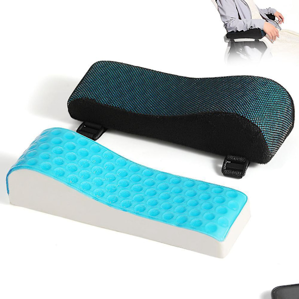 2 stk. Armleneputer for kontor- og gamingstolputer med kjølende gel-memory foam, albueavlastning 25*8*6/3cm