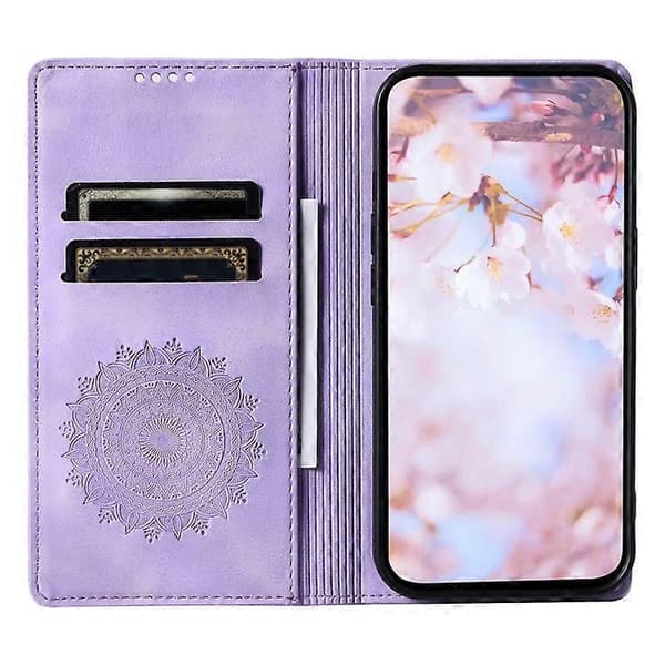 Kompatibel med Samsung Galaxy A55 5G Läderfodral Mandala Blomma Plånboksfodral Purple