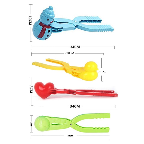 Snowball Maker Toy - Heart Duck Shape & sfærisk snømann, plast sandball verktøyklemme for barn