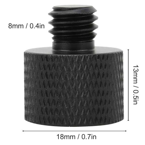 Mikrofonijalustan sovitin 5/8" naaras - 3/8" urosruuvisovitin - musta