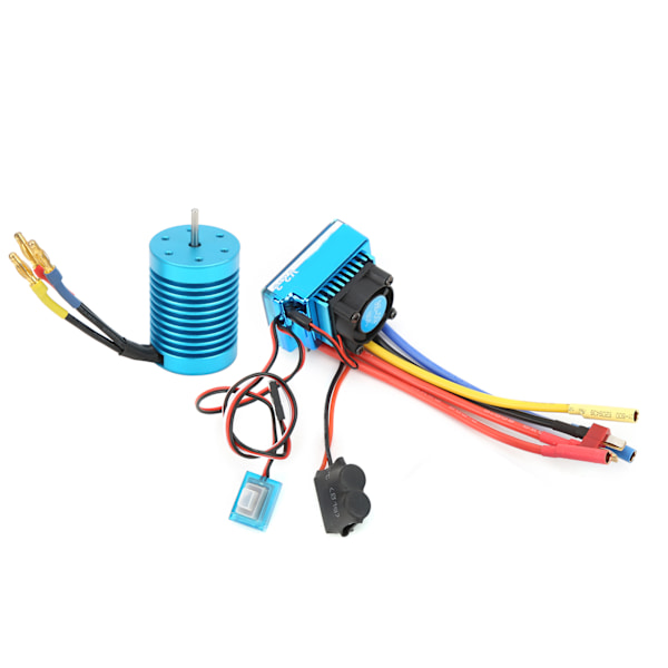 F540 4370KV 4P borstlös motoruppsättning med vattentät borstlös 60A ESC för 1/10 RC-bil blå