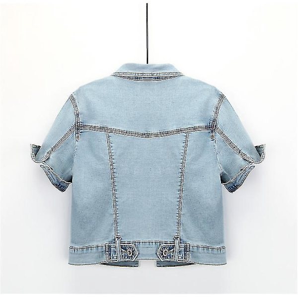 Sommarkortärmad denimjacka för kvinnor - koreansk modekappa XL M mörkblå
