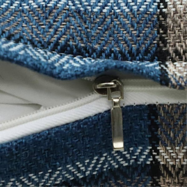 Tartan Linned Pudebetræk, Pude Betræk til Hjem Sofa Bil Dekorativ 5050cm, Sæt med 2, blå