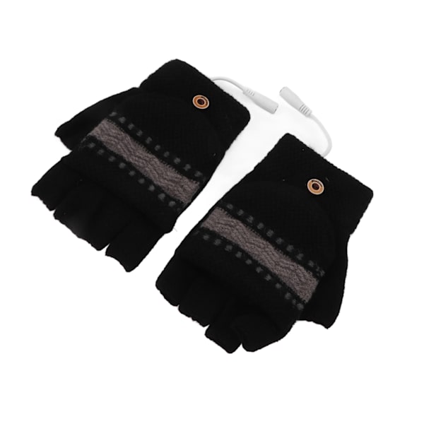 Halvfinger oppvarmede hansker dobbeltsidig oppvarming varm full finger og halv fingerløs USB oppvarming hansker for skriving spill svart