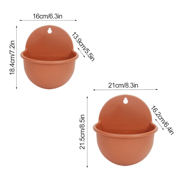 Väggmonterad halvrund planteringskruka i harts, blomkruka för balkong