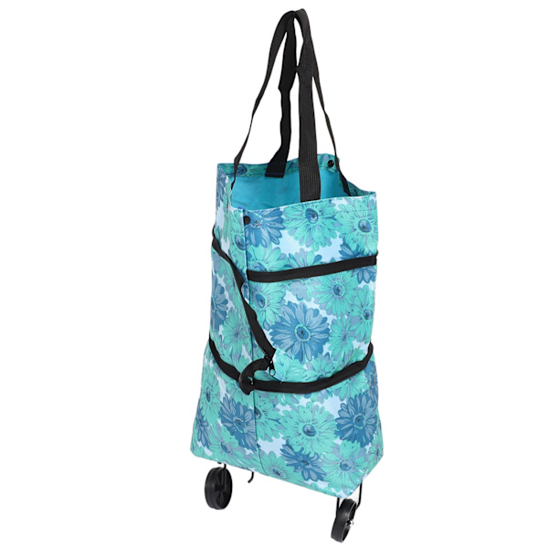 Sammenklappelig Trolley Taske Foldbar Indkøbspose Lærred Multifunktionel Indkøbspose med Hjul til Ældre Type2