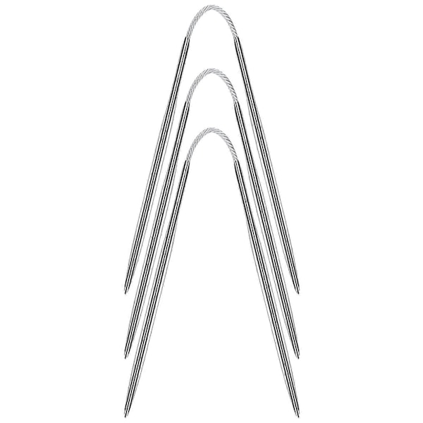 Flexibla Dubbelspetsiga Stickor Set om 3 Metall Korta Stickor 21cm Fasta Dubbelsidiga Stickor 3mm