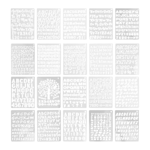 20 kpl ontto maalauspohjia PET-kirjaimia ja numeroita kopiointipiirustusmalleja DIY-askarteluun