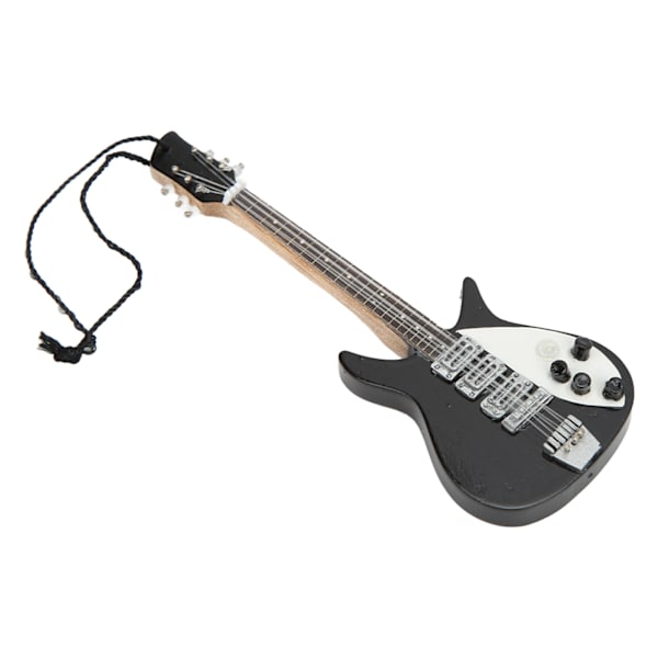 Musikinstrument Gitar Anheng Svart Base Tre Miniatyr Fin Detalj Håndverk Modell Samling