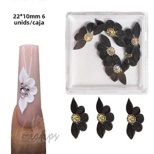 Kawaii Nagelkonstdekorationer med 3D Akrylblommor och Pärlor för DIY Nagelkonst Manikyr Dekoration Sommarstil 5st